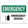 Signmission Safety Sign, OSHA EMERGENCY, 7" Height, Rigid Plastic, Oxygen, Landscape OS-EM-P-710-L-10309